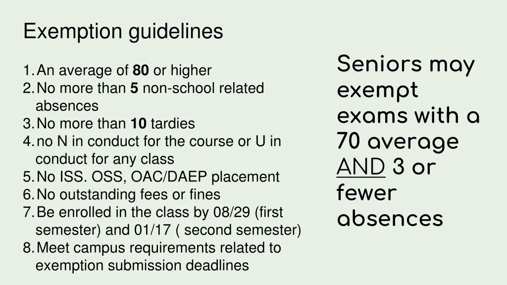 exemption guidelines