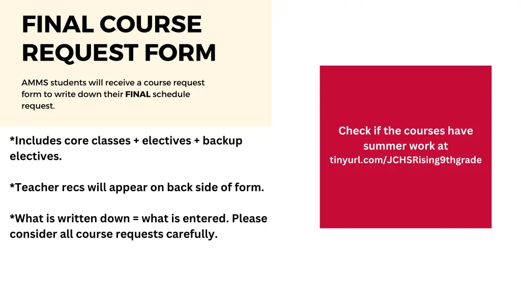 final course request form