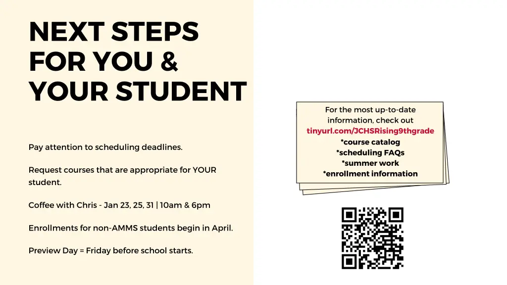 next steps for you your student