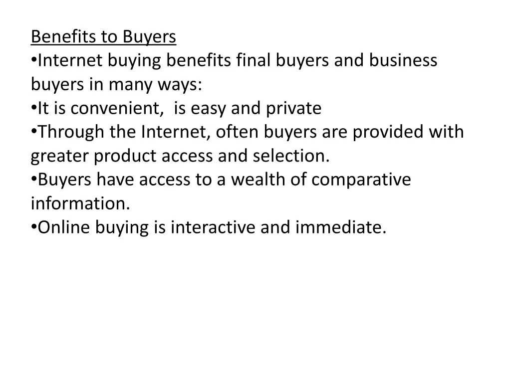 benefits to buyers internet buying benefits final