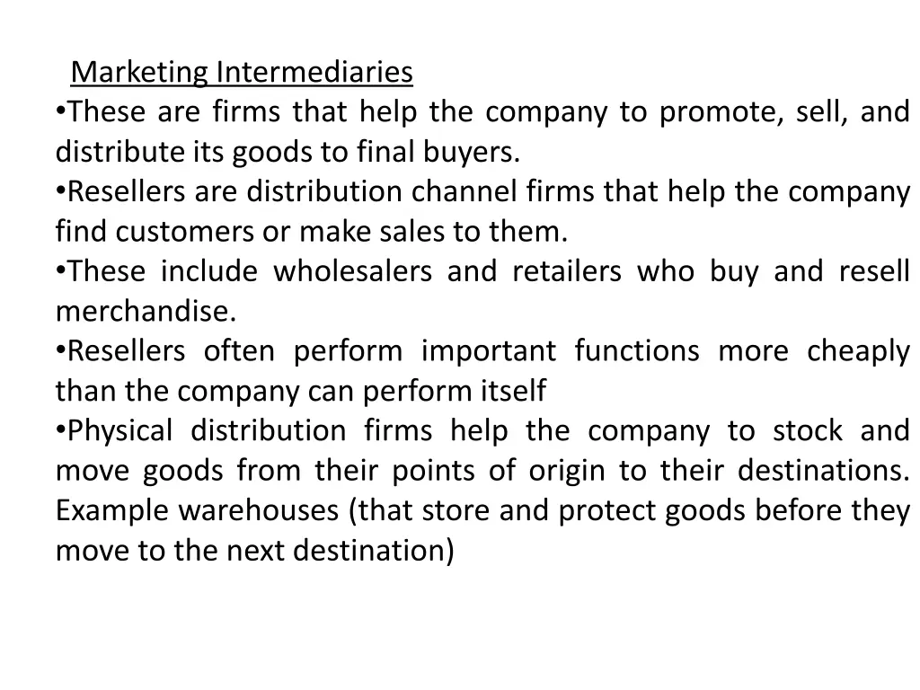 marketing intermediaries these are firms that