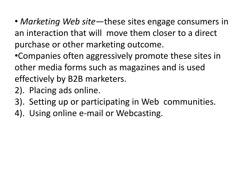 marketing web site these sites engage consumers