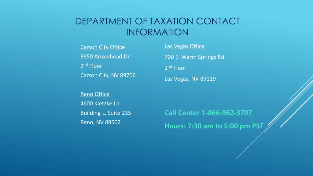 department of taxation contact information