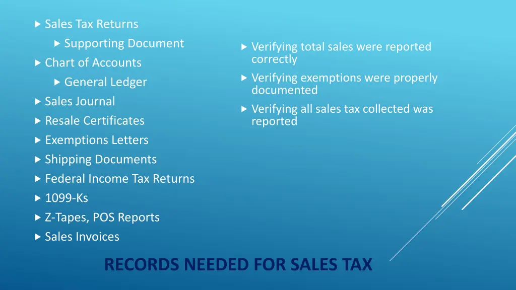 sales tax returns