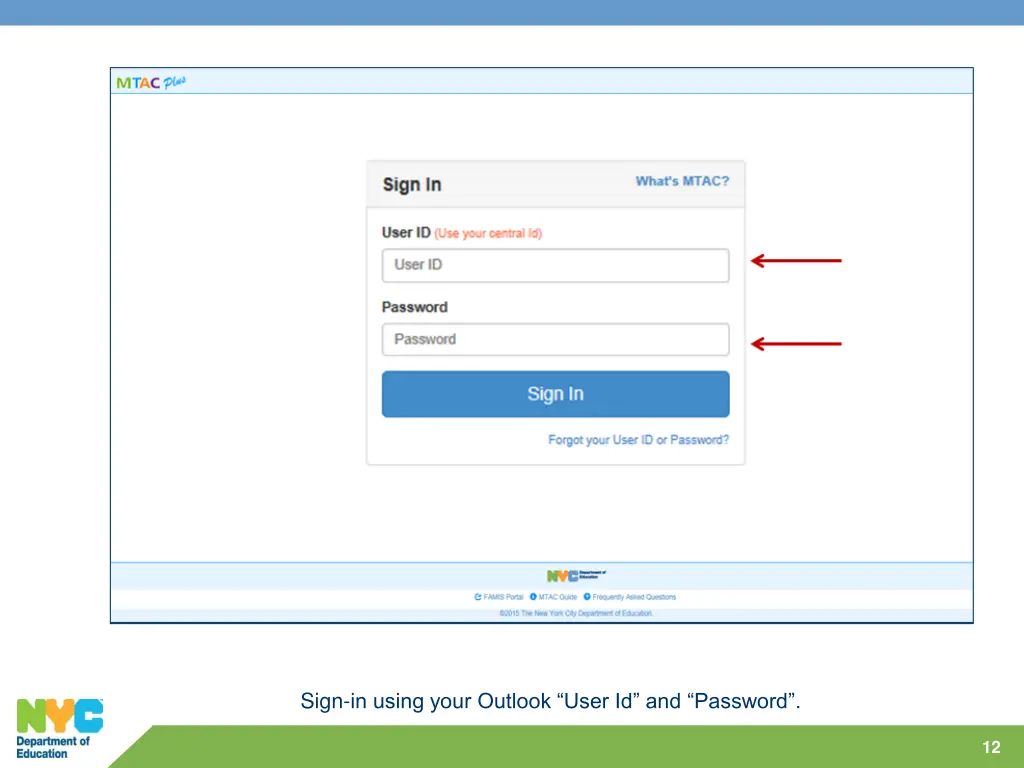 sign in using your outlook user id and password