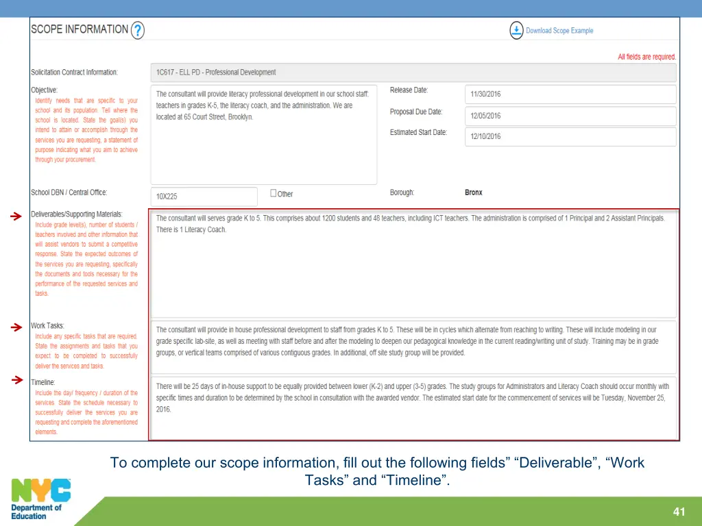 to complete our scope information fill