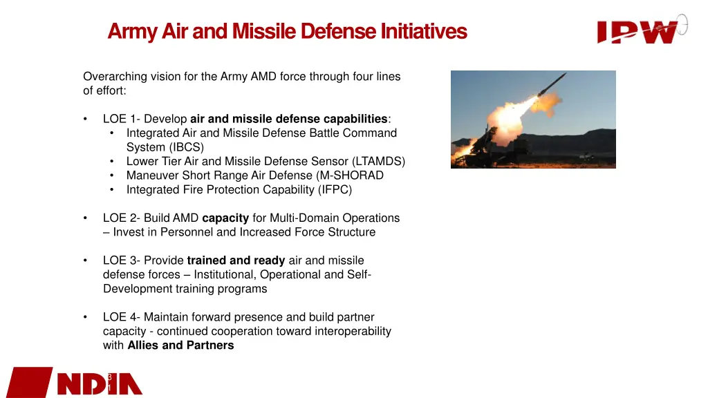 army air and missile defense initiatives
