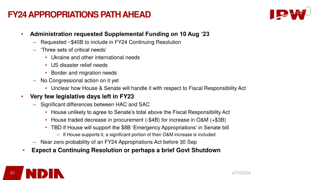 fy24 appropriations path ahead