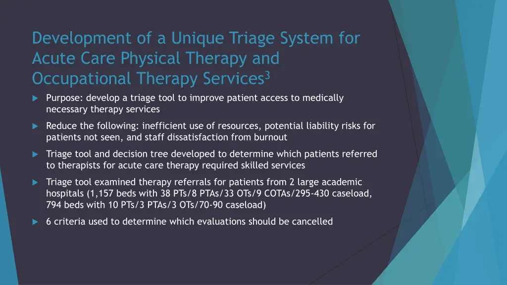 development of a unique triage system for acute
