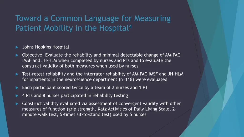 toward a common language for measuring patient
