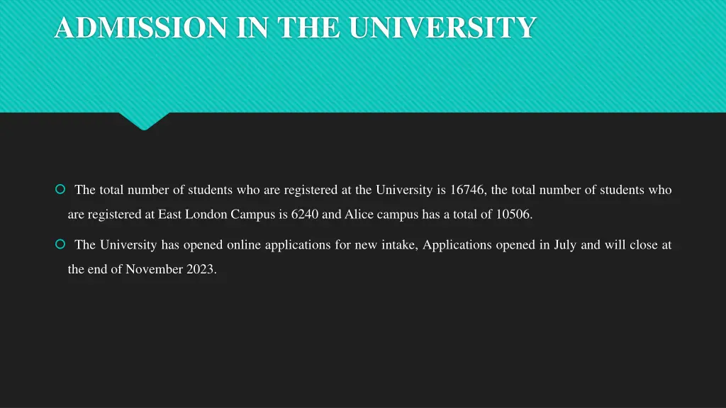 admission in the university