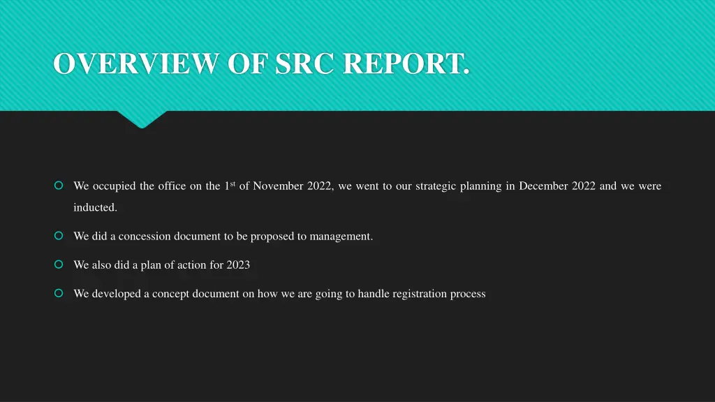 overview of src report