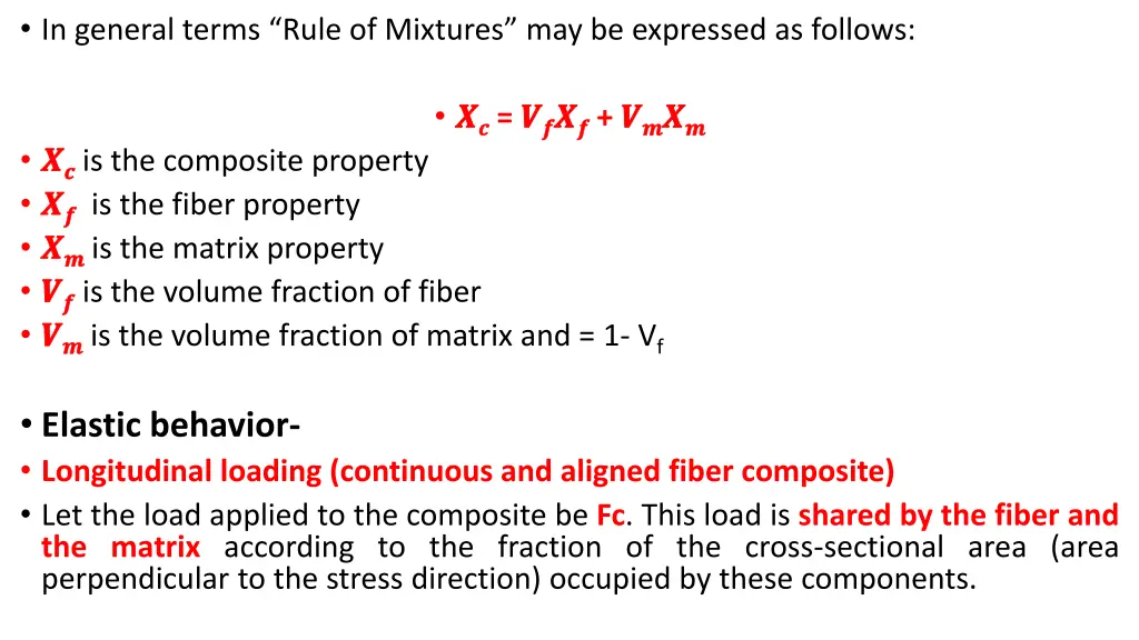 in general terms rule of mixtures