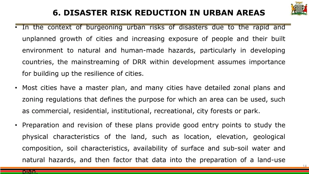 6 disaster risk reduction in urban areas