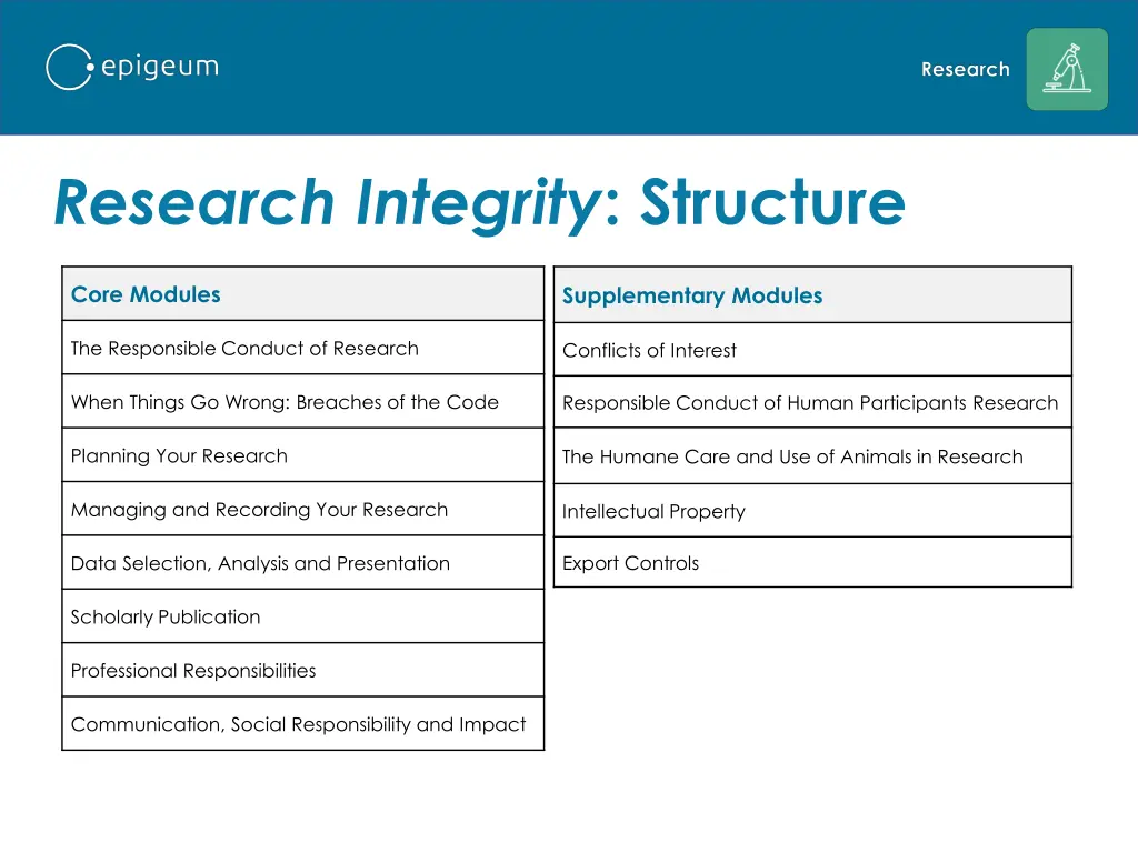 research integrity structure