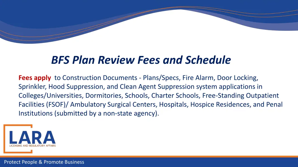 bfs plan review fees and schedule