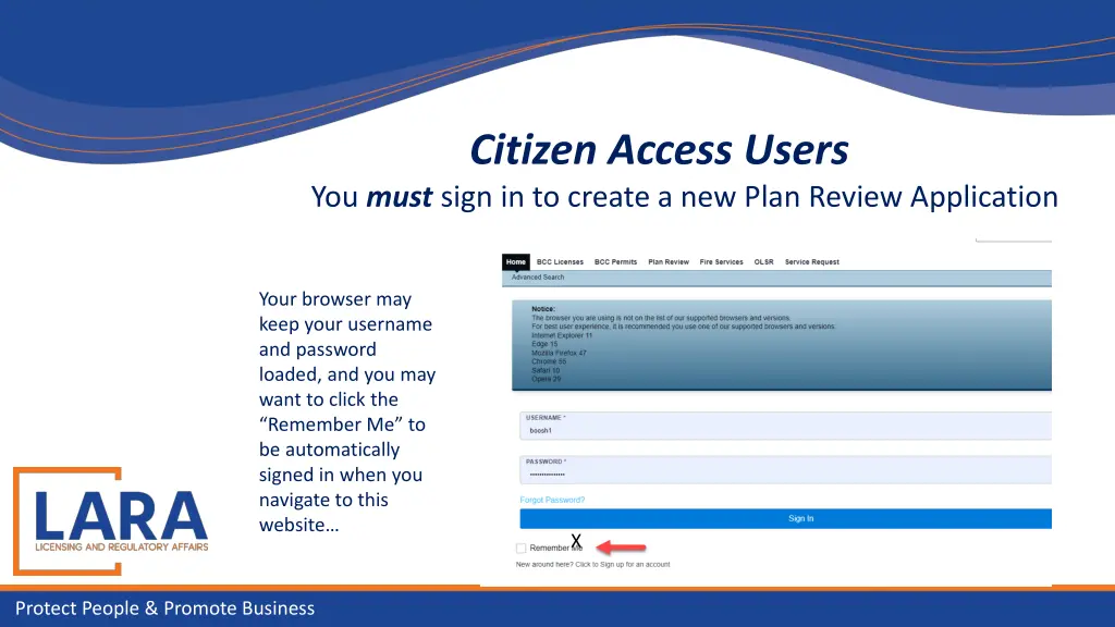 citizen access users you must sign in to create