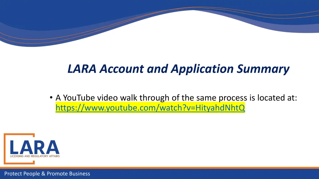 lara account and application summary