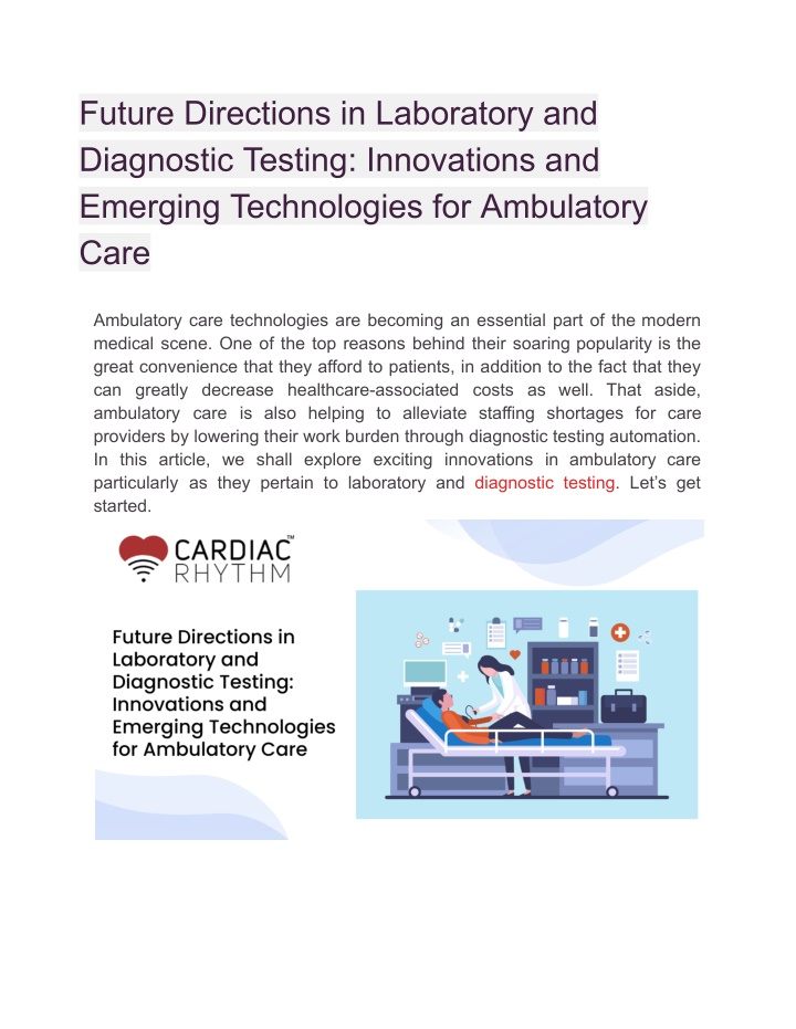 future directions in laboratory and diagnostic