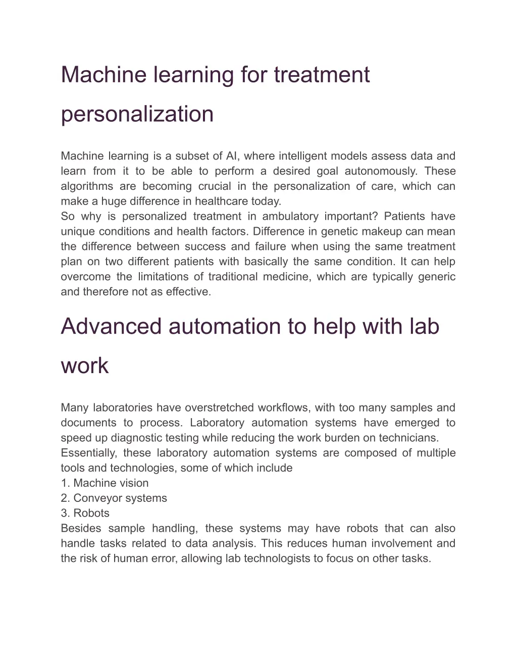 machine learning for treatment