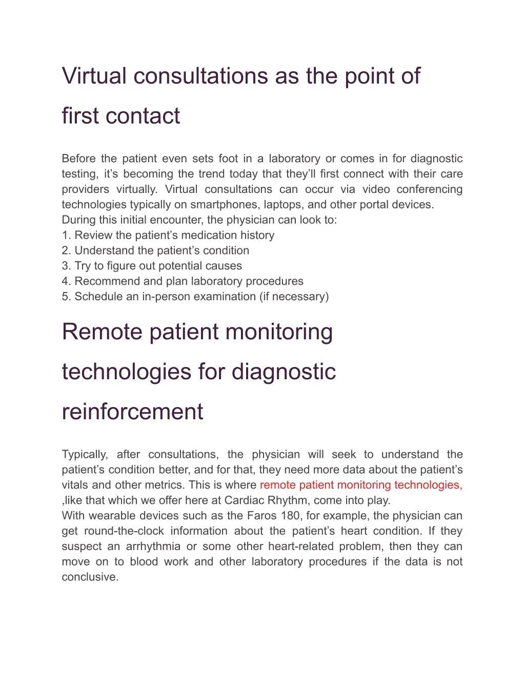 virtual consultations as the point of