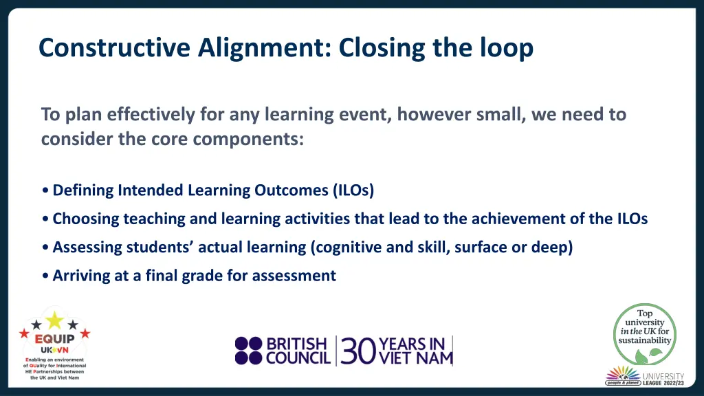 constructive alignment closing the loop