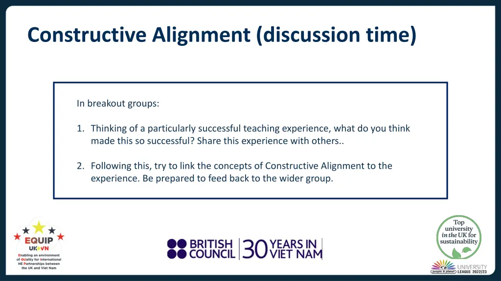 constructive alignment discussion time