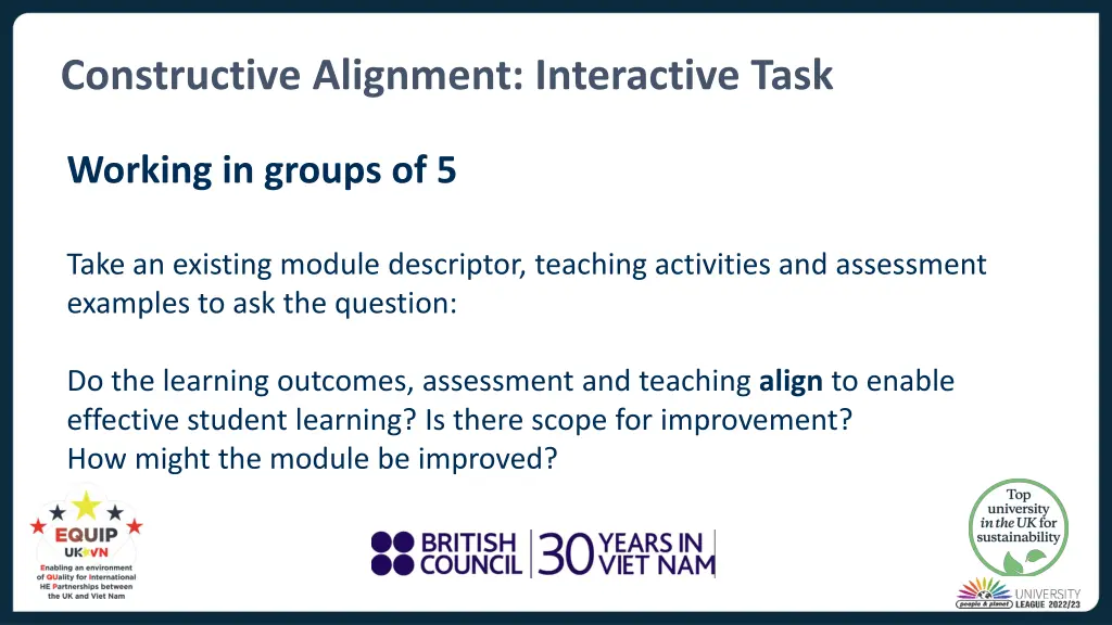 constructive alignment interactive task