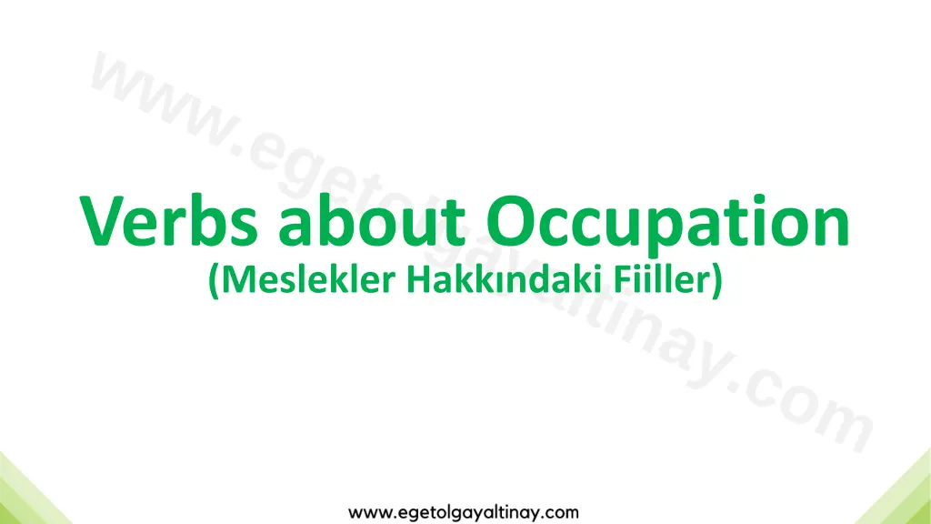 verbs about occupation meslekler hakk ndaki