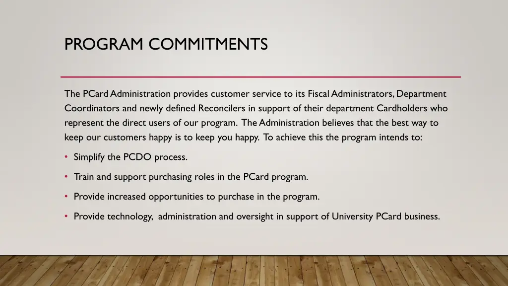program commitments