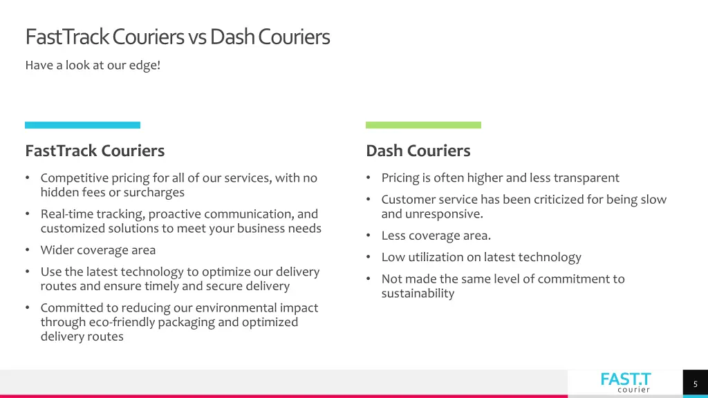 fasttrack couriers vs dash couriers