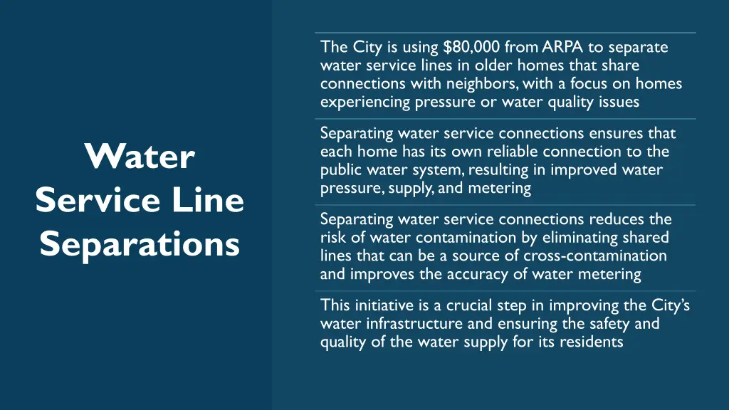 the city is using 80 000 from arpa to separate
