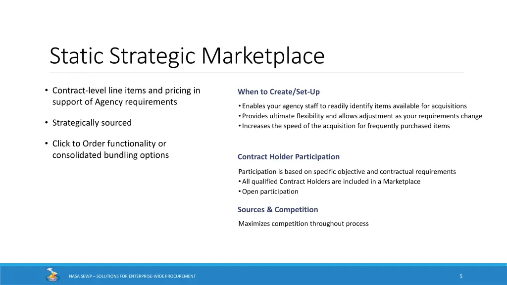 static strategic marketplace