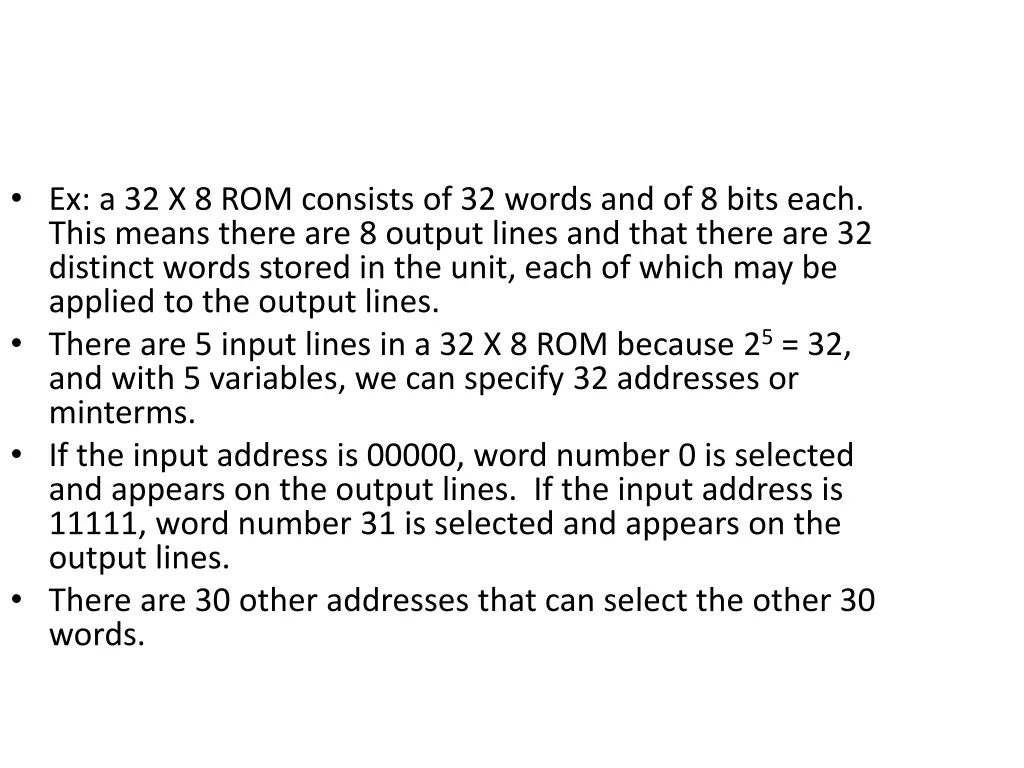 ex a 32 x 8 rom consists of 32 words