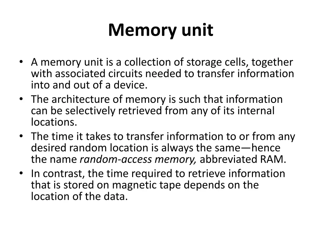 memory unit 1