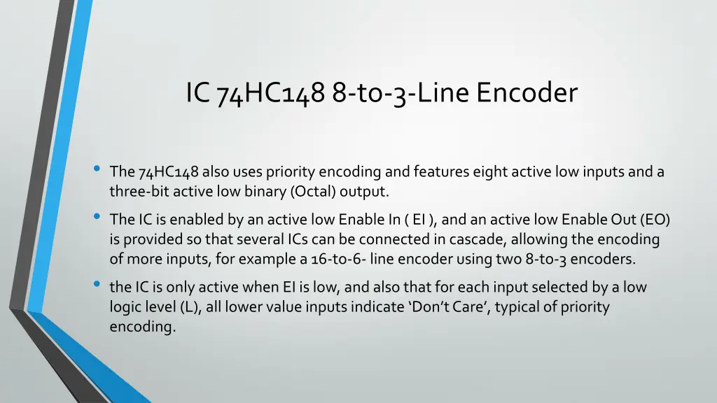 ic 74hc148 8 to 3 line encoder