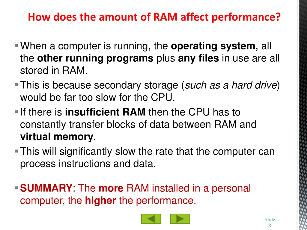 how does the amount of ram affect performance