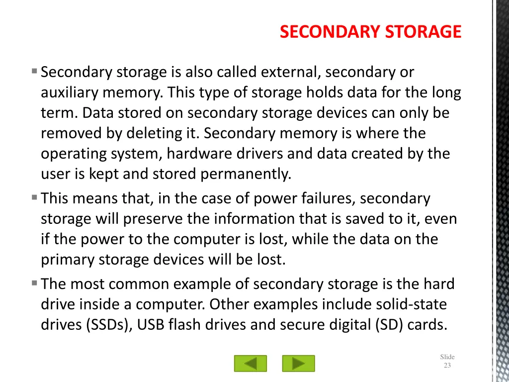 secondary storage