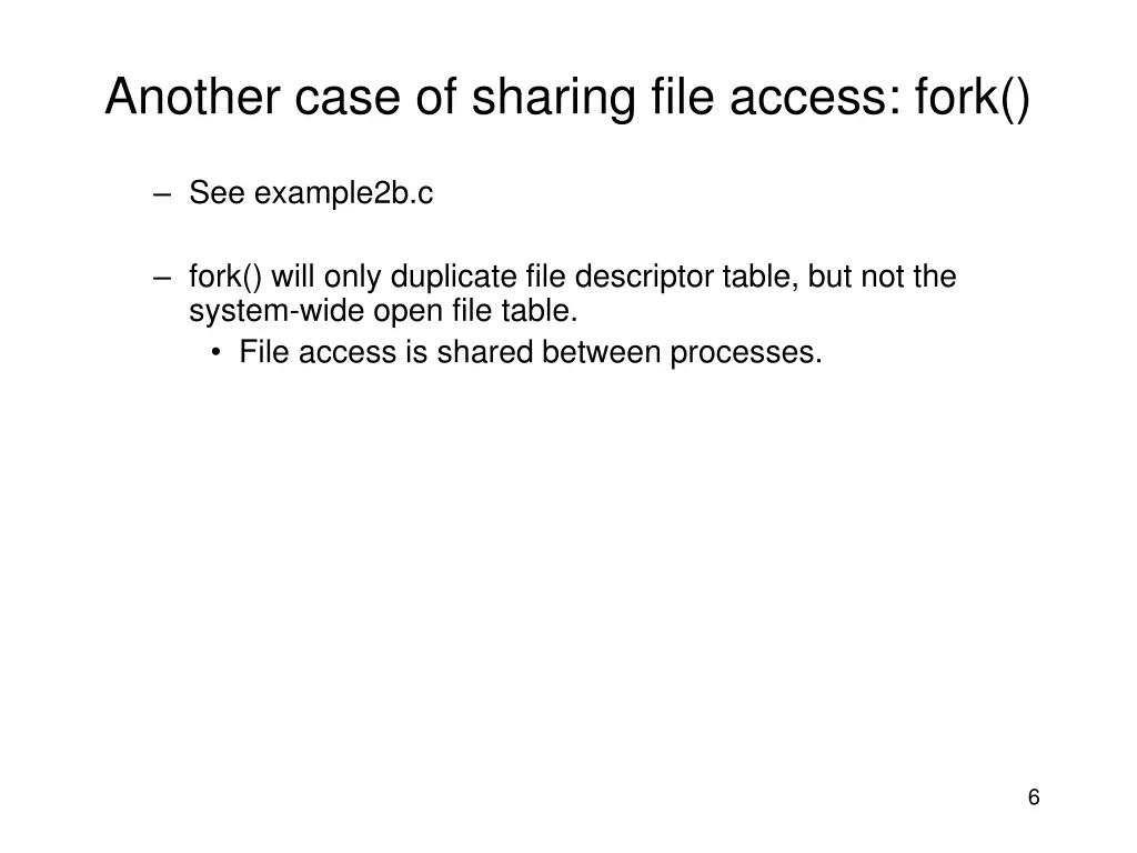another case of sharing file access fork