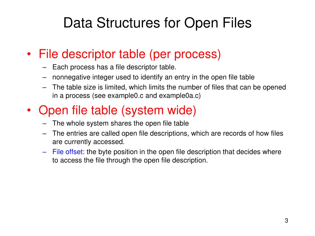 data structures for open files 1