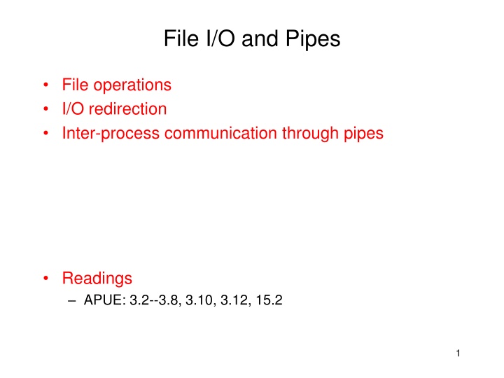 file i o and pipes