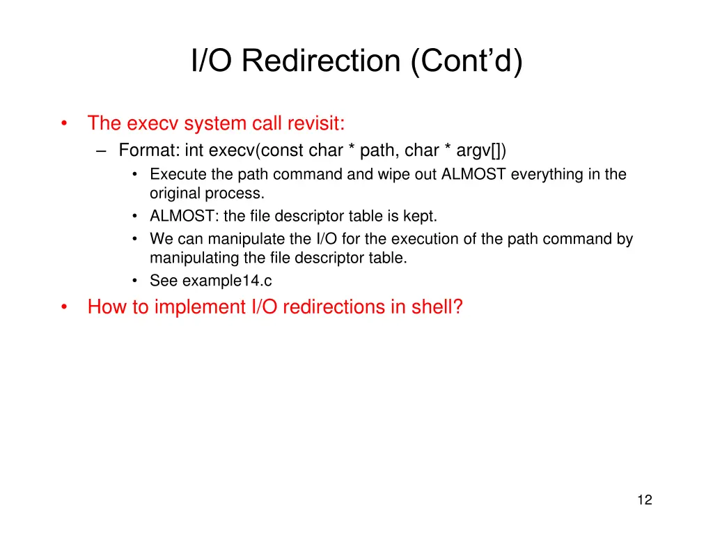 i o redirection cont d