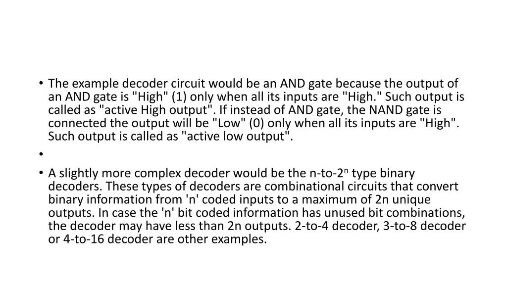 the example decoder circuit would be an and gate