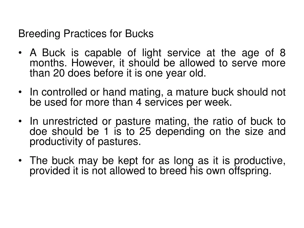 breeding practices for bucks