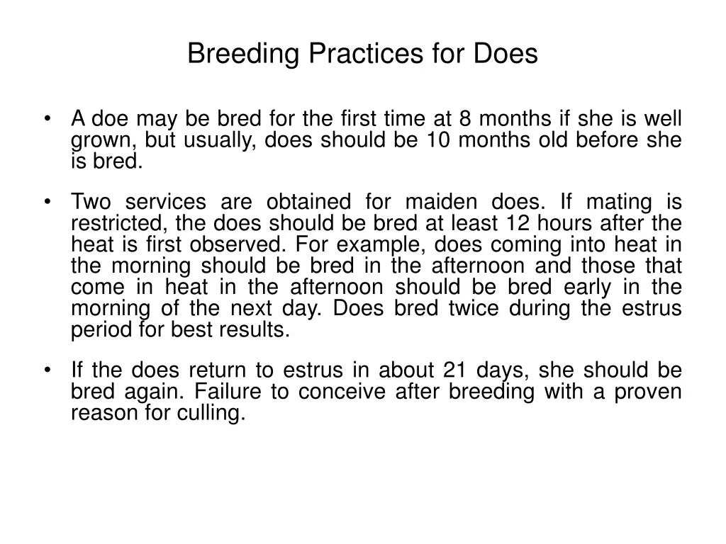 breeding practices for does