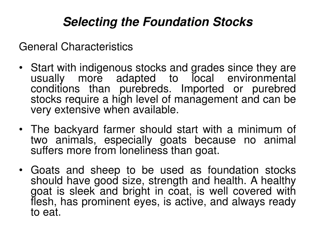 selecting the foundation stocks