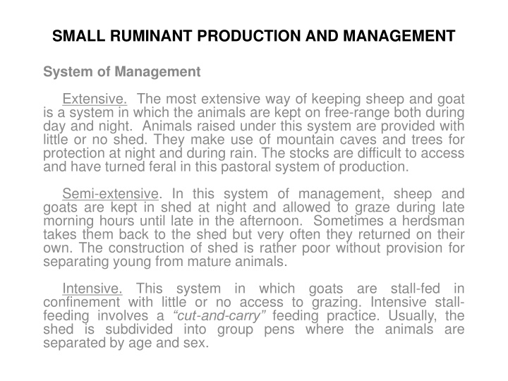 small ruminant production and management