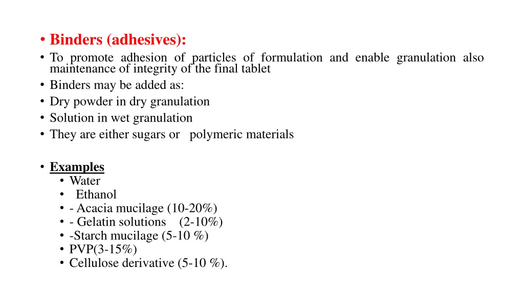 binders adhesives to promote adhesion