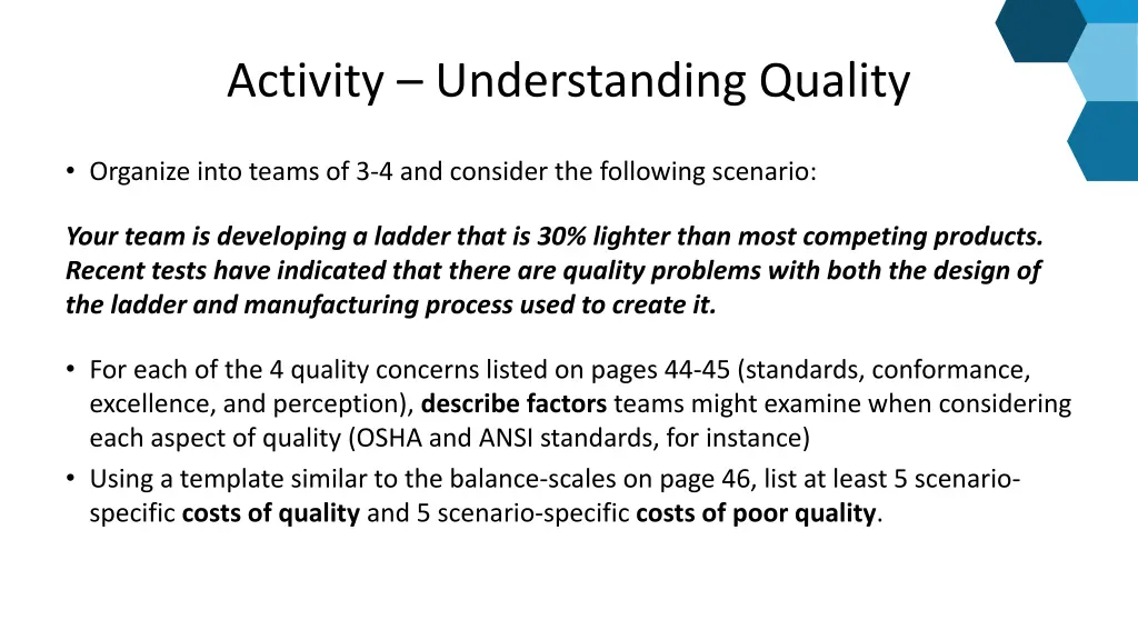 activity understanding quality