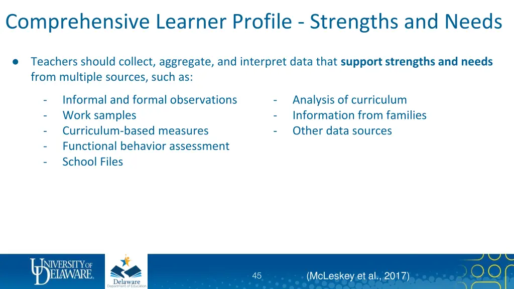 comprehensive learner profile strengths and needs